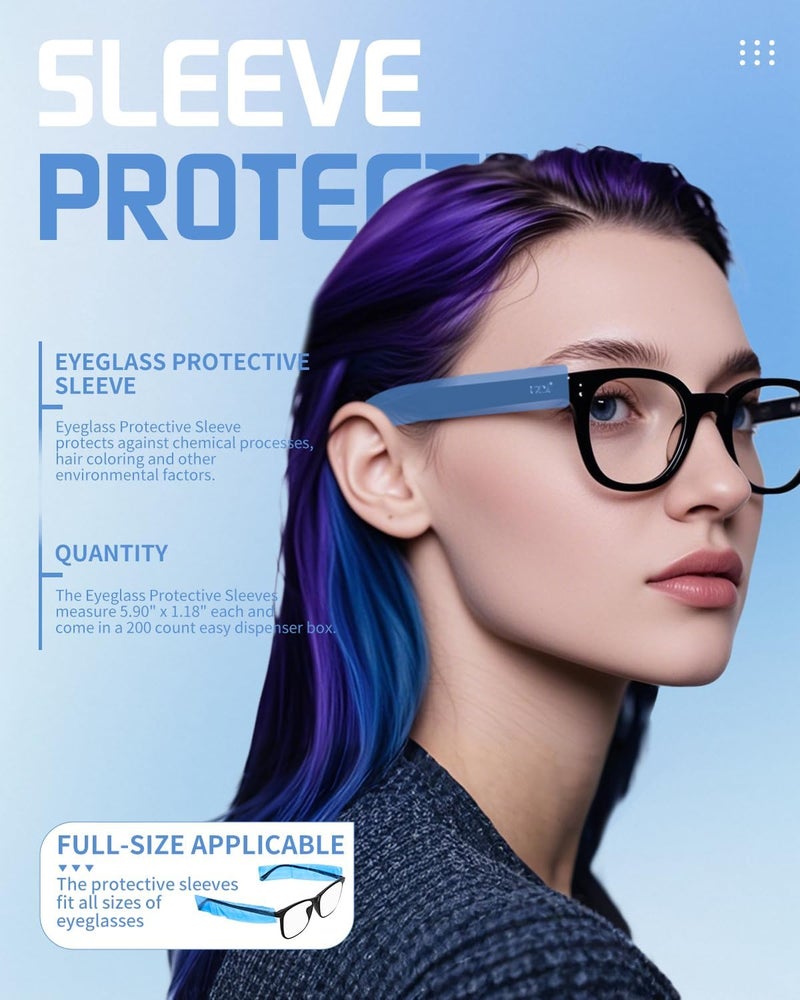 BarberTop Disposable Eyeglass Sleeves For Glasses – Covers For Eye Glasses Against Hair Color Dye, 200 Per Pack - Image 2